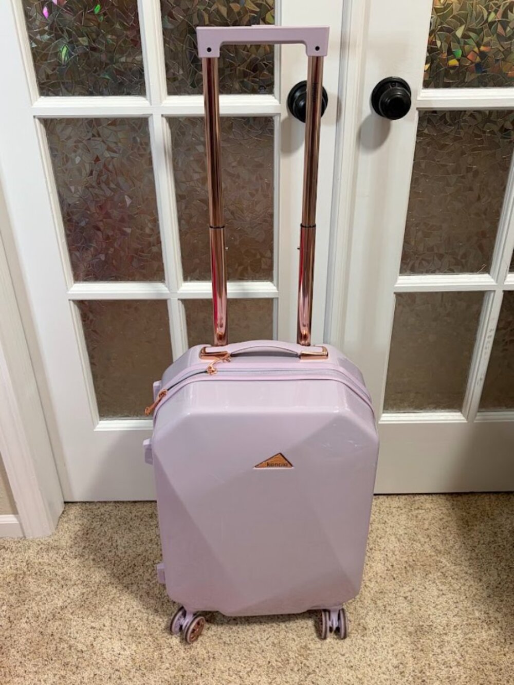 Kensie Lavender Diamond Hardside Spinner Carry-On Suitcase